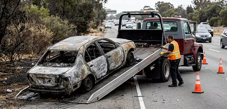 Fire-Damaged Wrecked Car Removal in Philadelphia